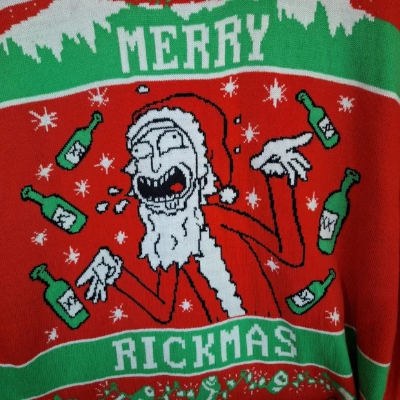 Rick And Morty "Merry Rickmas" Ugly Christmas Sweater Mens XL - Picture 3 of 5